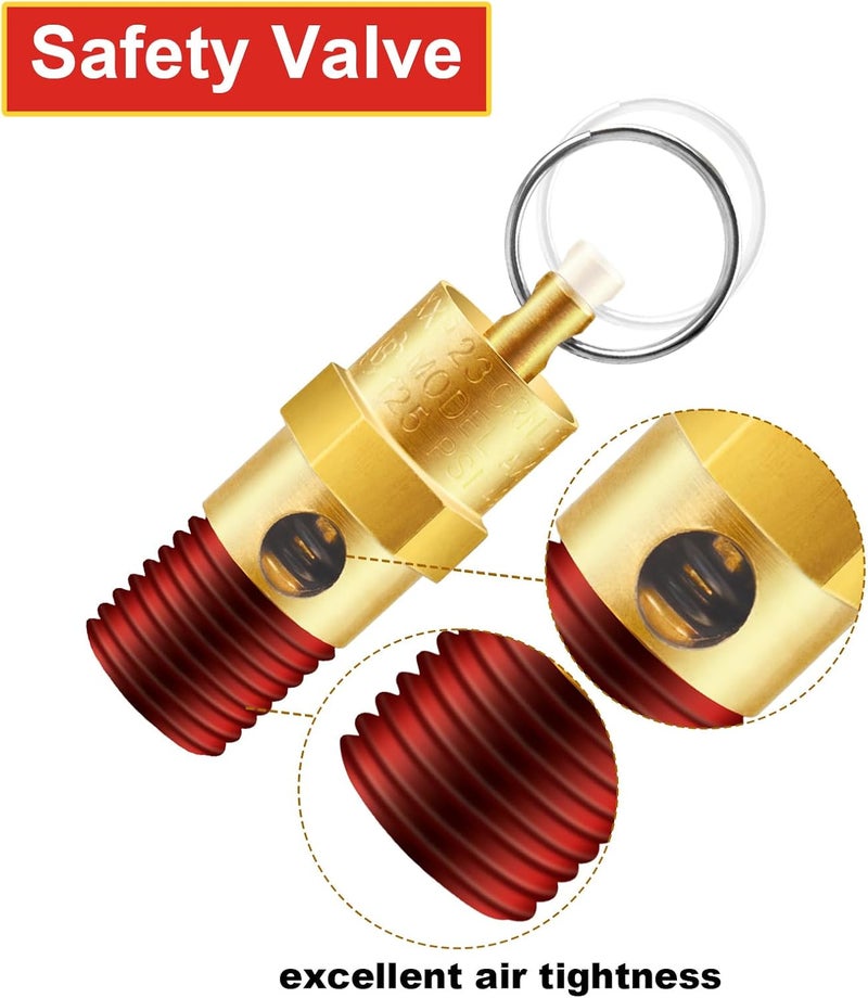 TOPGO 2 Pieces 1/4'' Male 125 PSI NPT Air Compressor Pressure Relief Valve Brass Safety Valve Air Compressor Check Valve - Image 3